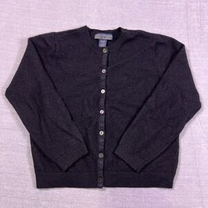 Herman Geist Womens Black Button Front 100% Wool Winter‎ Cardigan Sweater Size L